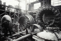 The first two turbines being installed at the Shawinigan-2 generating station