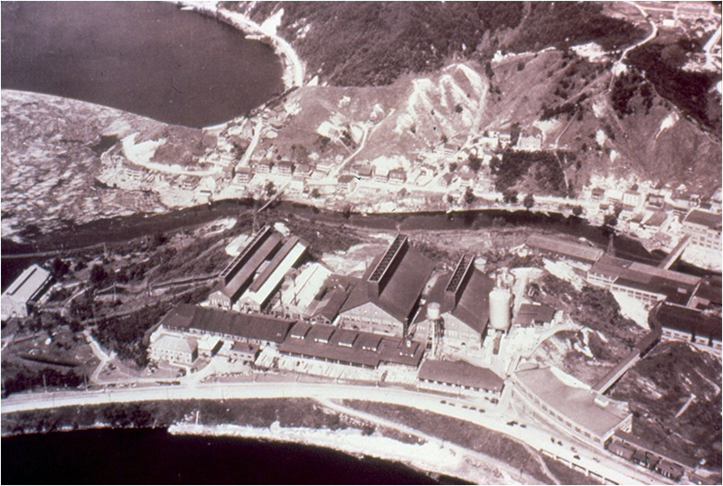 Aerial View of the aluminum smelter, the Alcan generating station and  part of Belgo