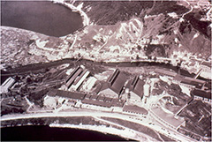 Aerial View of the aluminum smelter, the Alcan generating station and  part of Belgo