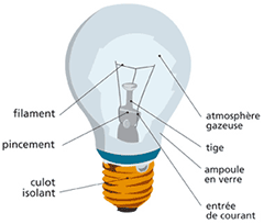 Diagram of an incandescent light bulb