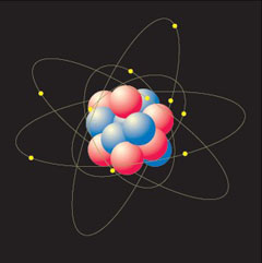 Picture of electrons gravitating around the nucleus of an atom