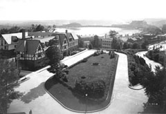 View of the renowned Cascade Inn and its landscaping