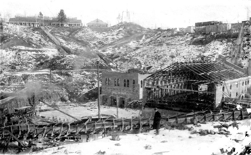 The construction site of the Shawinigan generating stations takes shape