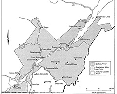 Map showing the size of the Shawinigan Water and Power  transportation network